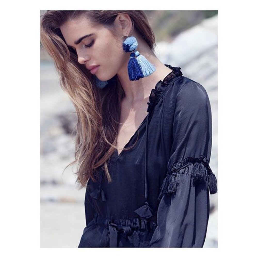 MISA BLUE TASSEL EARRINGS